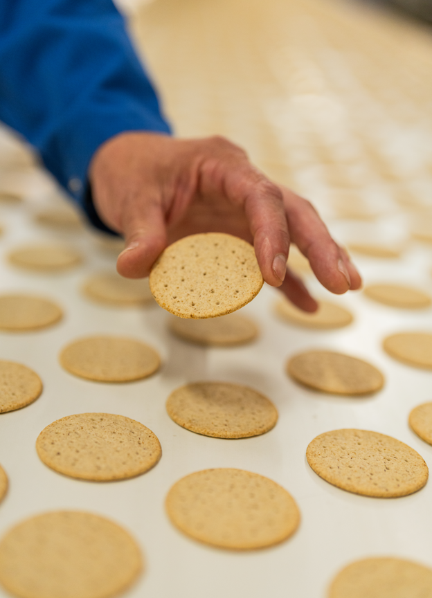 an oatcake being held up